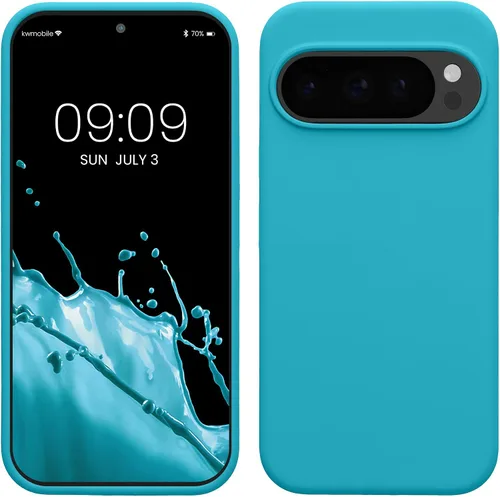 Vista 89 de kwmobile Funda Compatible con Google Pixel 6 Pro - Funda de teléfono de silicona TPU con acabado suave - Azul Arrecife