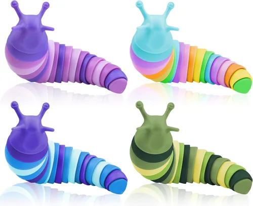 Vista 8 de Cevioce Juguete Fidget de Babosa, Juguete Sensorial Fidget de Babosa para Niños y Adultos, 2 Piezas de Lindos Juguetes Sensoriales Articulados en 3D