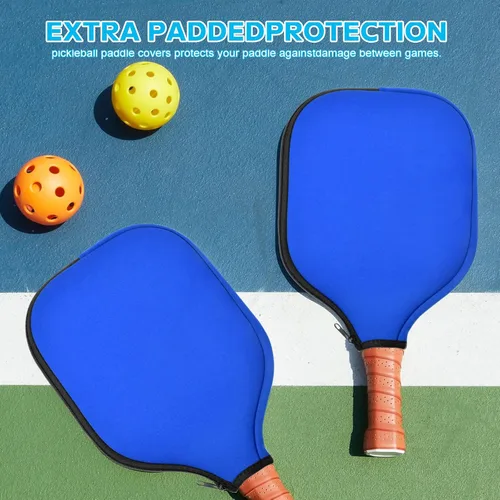 Vista 6 de 2 Pcs Pickleball Paddle Covers, Universal Case Size - 8.6 x 12.2 inches Zippered Racket Sleeve, Durable Neoprene Paddle Cover, Paddle Storage Bag
