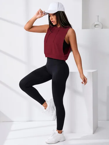 Vista 5 de SweatyRocks Camiseta de entrenamiento sin mangas para mujer, para gimnasio, ropa deportiva, camiseta corta sin mangas con laterales abiertos