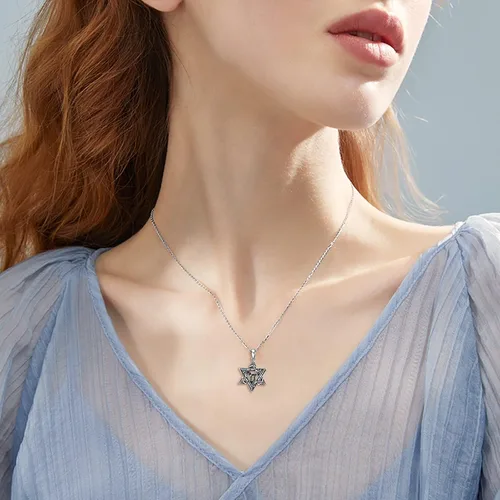 Vista 74 de YFN Collar de estrella de David de plata de ley, concha de abulón, árbol de la vida, joyería judía, regalos para mujeres y hombres