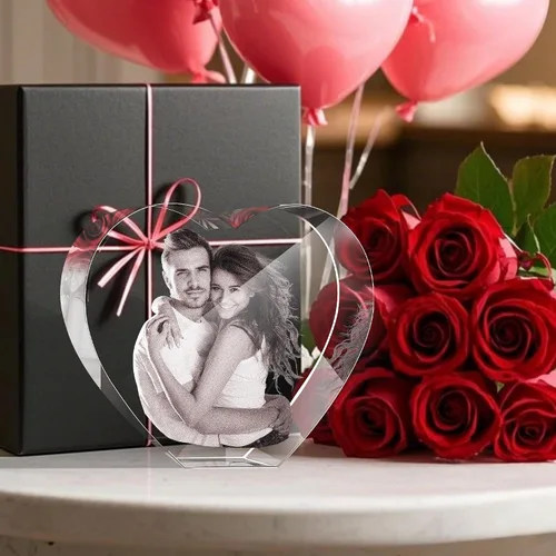 Vista 7 de Foto de cristal 3D, regalos románticos personalizados para mujeres, esposa, hombres, mamá, padre, ella, él, papá, parejas, vidrio óptico grabado