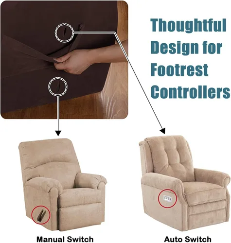 Vista 7 de 4 fundas de terciopelo grueso para silla reclinable, funda elástica para sofá reclinable de cuero, para sofá reclinable de casa rodante