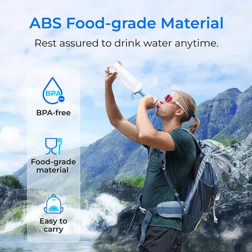 Vista 6 de Waterdrop Pajita de Filtro de Agua por Gravedad, Sistema de Filtración de Agua para Acampar, Purificador de Agua de Supervivencia para Viajes