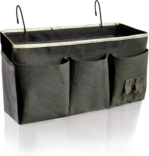 Vista 11 de Organizador de almacenamiento colgante para literas y camas de hospital, cama de dormitorio universitario, se puede colocar lentes, libros, Negro