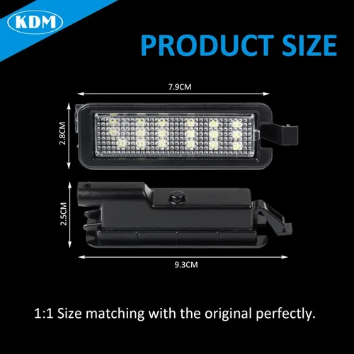 Vista 6 de KDM Conjunto de luz LED de matrícula compatible con Dodge Charger Challenger Chrysler 300 Pacific Je-ep Compass 2015-2023, repuesto de lámpara