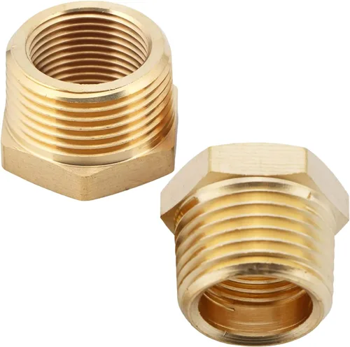 Vista 8 de 2 piezas 1" NPT macho x 1/2" NPT hembra buje hexagonal adaptador de accesorios roscados reductor de latón de CX WONDERLAND
