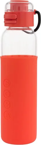 Vista 11 de SOMA - Botella de agua de vidrio con funda de silicona, tapa deportiva, 17 onzas, color negro