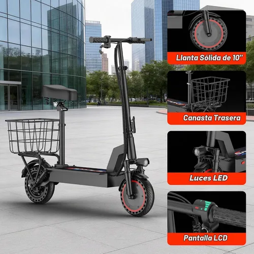 Vista 7 de Scooter eléctrico, scooter plegable E para adultos y adolescentes Gris rojo