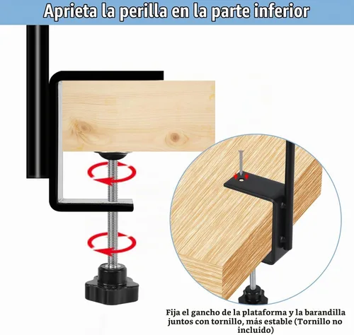 Vista 5 de Gtongoko Paquete de 2 ganchos de doble cubierta de 35 pulgadas para barandilla, poste de comedero de pájaros de cubierta con abrazadera reforzada