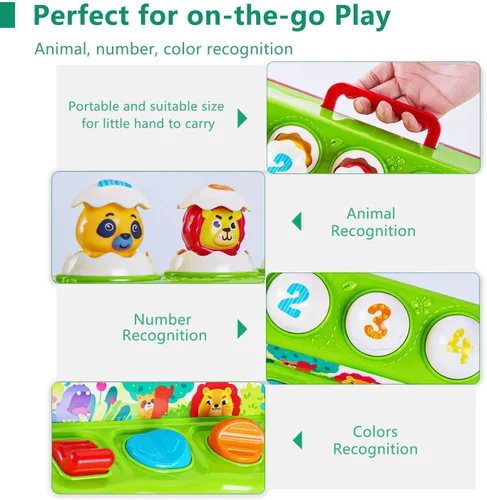 Vista 7 de Juguetes de 1 año para niños y niñas, regalo de cumpleaños, causa y efecto, juguete desplegable de animales con música y luz para niños pequeños