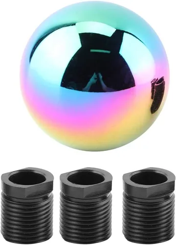 Vista 9 de Fydun Pomo de cambio universal negro con forma de bola redonda cabeza de cambio manual con 3 adaptadores