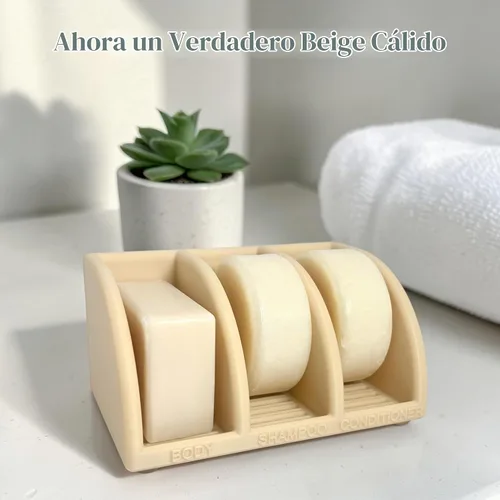 Vista 2 de Essence & Abode Sustainable Living Soporte para Champú Sólido – Jabonera Multibarra con Drenaje – Barra de Jabón, Barra de Champú y Barra de Beige