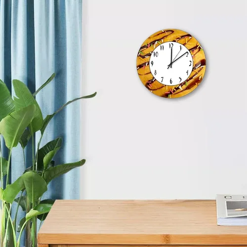 Vista 2 de Reloj de pared de madera para decoración del hogar, donas, postre, aperitivos, dulces, retro, silencioso, sin tictac, funciona con pilas, reloj