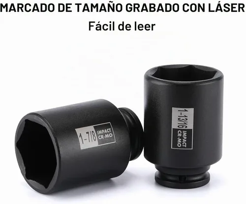 Vista 4 de Mayouko Juego de 4 llaves de vaso de impacto para tuerca de eje de husillo de 1/2", 1-13/16, 1-7/8, 1-15/16, 2 pulgadas, CR-MO, profundo, 6 puntos