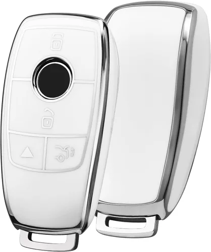 Vista 19 de ELOHEI Funda para llavero de protección de 360° de TPU suave premium para Mercedes Benz E Línea azul y negra