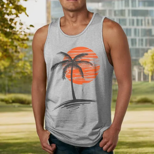 Vista 5 de Camiseta sin mangas de fitness para hombre de Palm Tree