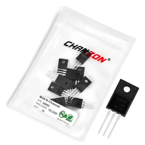 Vista 54 de Chanzon 2N60 TO-220AB NMOS MOS N-Channel Power MOSFET Transistor, alto voltaje y corriente nominal, (paquete de 10 unidades)