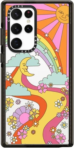 Vista 176 de CASETiFY Funda de impacto para Galaxy S22+ - Adhesivo Aries Moross, color negro transparente