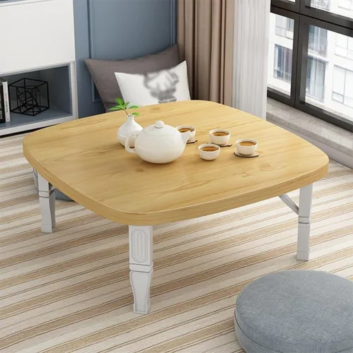 Vista 3 de Mesa de café cuadrada plegable de estilo japonés que ahorra espacio, mesa baja, mesa de comedor, mesa de estudio, escritorio pequeño para tatami