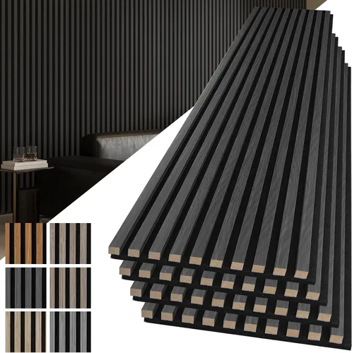 Vista 21 de Art3d Paquete de 2 paneles acústicos de madera de 48 x 24 pulgadas para pared, paneles de listones de madera insonorizados para pared y techo