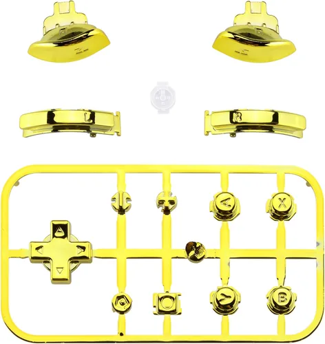Vista 2 de eXtremeRate Chrome Gold Glossy Replacement ABXY Home Capture Plus Minus Keys Dpad L R ZL ZR Trigger for Nintendo Switch Lite, Full Set Buttons