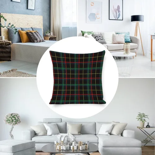 Vista 5 de Funda de almohada a cuadros de búfalo verde y negro, 16 x 16 pulgadas, patrón geométrico de cuadros, funda de almohada decorativa moderna para sofá