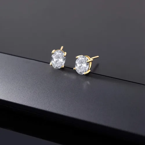 Vista 73 de Gem Stone King Aretes de oro de 14 quilates con piedra natal ovalada de 0.315 x 0.236 in Aretes de oro para mujer