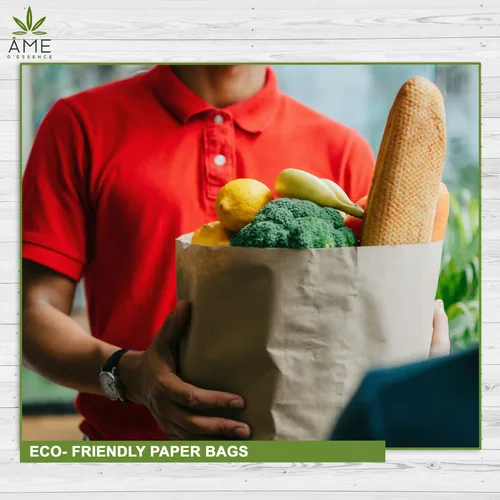 Vista 5 de AME D'ESSENCE (#10-25 piezas) Bolsas de papel kraft marrón reutilizables bolsas de comestibles gran bolsa de regalo, bolsas de compras reciclables