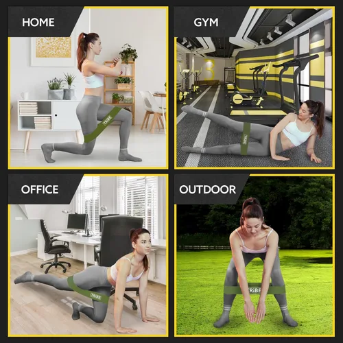 Vista 5 de Tribe Lifting - Bandas de resistencia de tela para glúteos y piernas Juego de 5 bandas de tela para entrenamiento Bandas gruesas de glúteos