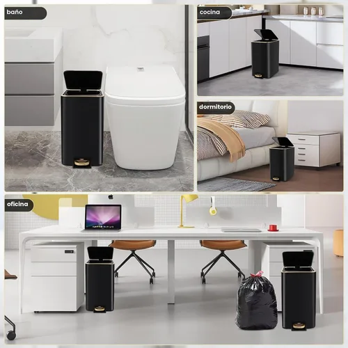 Vista 6 de XLHOMO Cubo de basura pequeño para baño con tapa de cierre suave, cubo de basura de acero inoxidable de 1.8 galones con cubo interior extraíble, 80