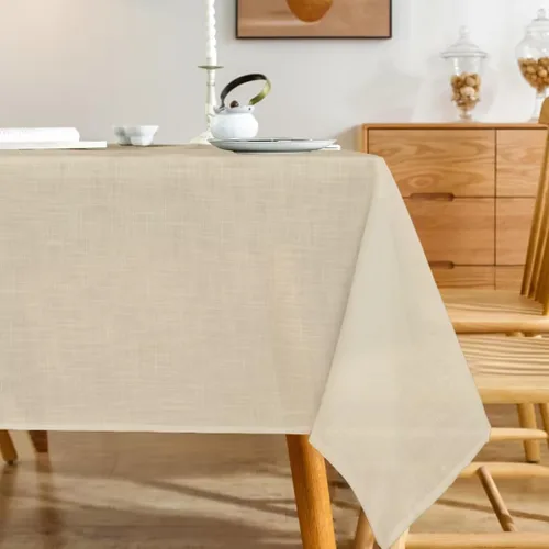 Vista 21 de Mantel rectangular de lino natural, mantel ligero con textura de otoño de 52 x 70 pulgadas, resistente al agua, resistente a las manchas, mantel