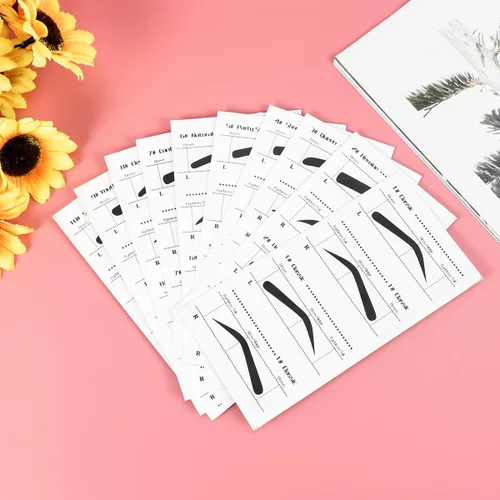 Vista 2 de 10 Uds. Plantillas de cejas para cejas, calcomanías adhesivas para dar forma a las cejas, herramientas de belleza de maquillaje para bricolaje