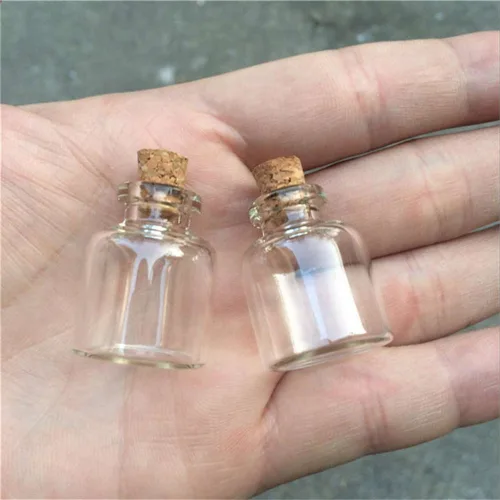 Vista 2 de 12 botellas de corcho de vidrio transparente de 0.1 fl oz, frascos de vidrio, frascos de almacenamiento vacíos, botellas de deseos decorativas
