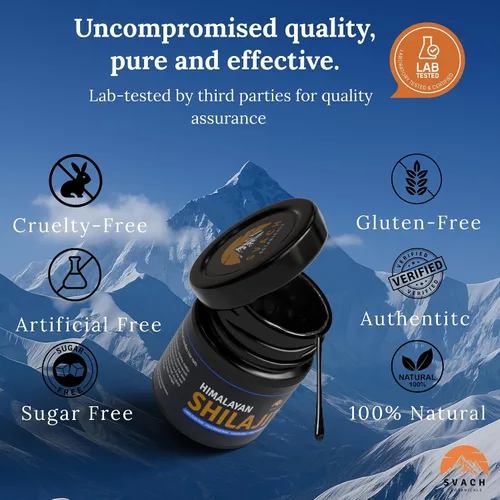 Vista 4 de Resina Shilajit – 1.41 onzas (100 porciones) 80% ácido fúlvico – probado en laboratorio – grado oro del Himalaya para hombres y mujeres de alta
