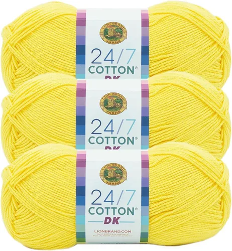 Vista 35 de Lion Brand Yarn Estampados DK de algodón 24/7, hilo para tejer, ganchillo y manualidades, azul, paquete de 1 Cotton Yarn for Knitting, Crochet