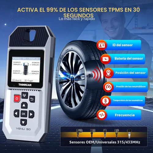Vista 4 de THINKTPMS VENU90 TPMS OBD2 Herramienta de diagnóstico, activar/leer/aprender servidor TPMS, programación de sensores THINKCAR/MUCAR (315/433MHz),