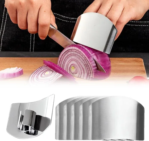 Vista 7 de Protector de dedos de acero inoxidable, 2025 nuevo protector de dedos para cortar alimentos, herramienta de rebanar protector de dedos para cocina