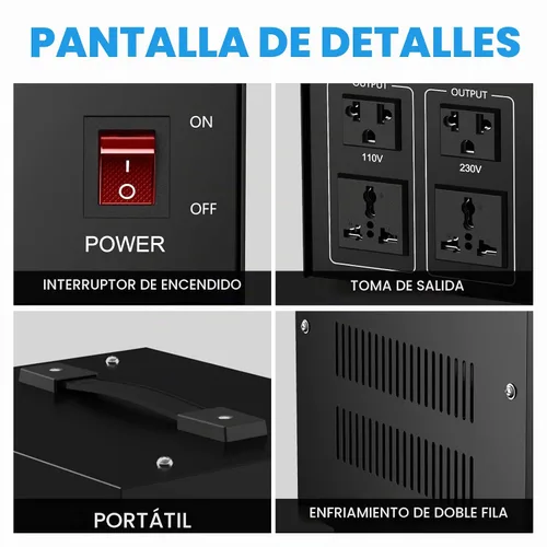 Vista 5 de Anbull Transformador Convertidor de Voltaje de 3000 Vatios, Paso Arriba Abajo 110v 220v, Convertidor de Voltaje 220 a 110 Transformador de Alta