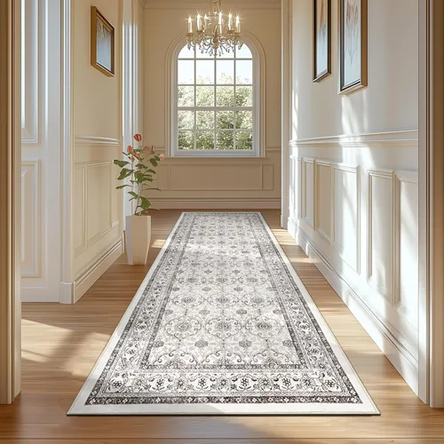 Vista 29 de jinchan Fiora - Alfombra lavable de área pequeña, alfombra de entrada floral de medio círculo de 2 x 3, tapete de media luna de pelo bajo, suave