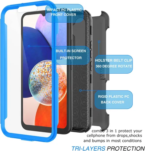 Vista 6 de Funda para Galaxy A54 5G, funda para Galaxy A54 5G, Tekcoo [Tshell] absorción de golpes [pantalla integrada] [cinturón de bloqueo de soporte] Funda