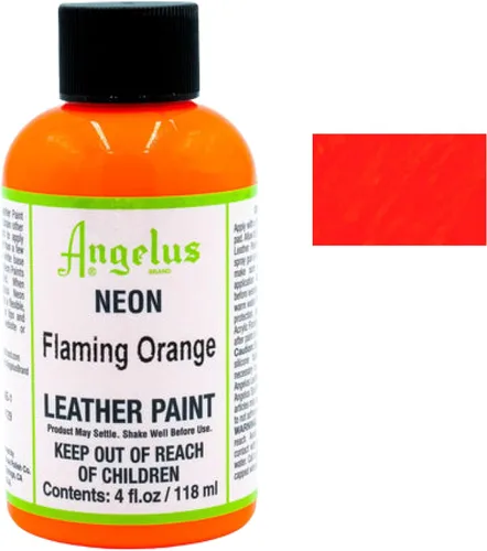 Vista 2 de Angelus Pintura para cuero neón, 4 onzas., Naranja Flaming