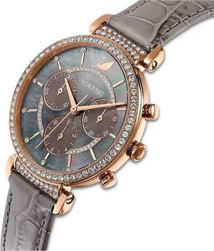 Vista 4 de Swarovski Colección de relojes de cristal Passage Chrono, correa de cuero