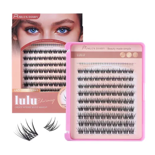 Vista 13 de MLEN DIARY Kit de 80 racimos de pestañas naturales, rizo C, kit de extensiones de pestañas con pinzas removedoras de pestañas de 0.335-0.492 in