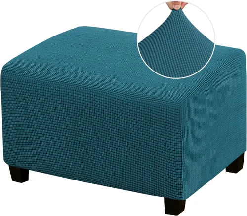 Vista 15 de Funda Otomana Elástica Fundas para Otomana Cuadradas para Sala de Estar Taburete Reposapiés Fundas Elásticas para Adaptarse al Reposapiés Otomano