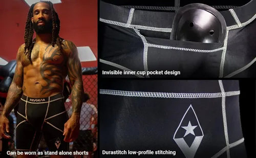 Vista 4 de Revgear X13 Compression Short & Cup Great Protection for All Martial Arts Invisible Inner Cup Pocket Design (Unisex Size)