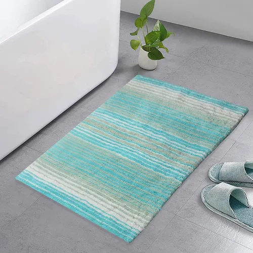 Vista 32 de Home Weavers Gradation Collection - Alfombra de baño 100% algodón, suave y absorbente, antideslizante, lavable a máquina, rectangular, 17 x 24 Beige