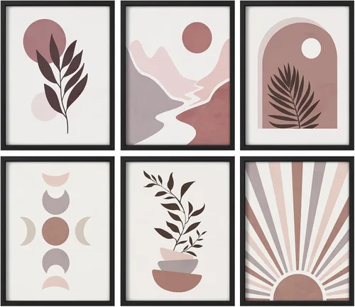 Vista 106 de Juego de galería de collage enmarcado para pared, diseño de plantas de flores de William Morris, ilustraciones de naturaleza silvestre, moderno