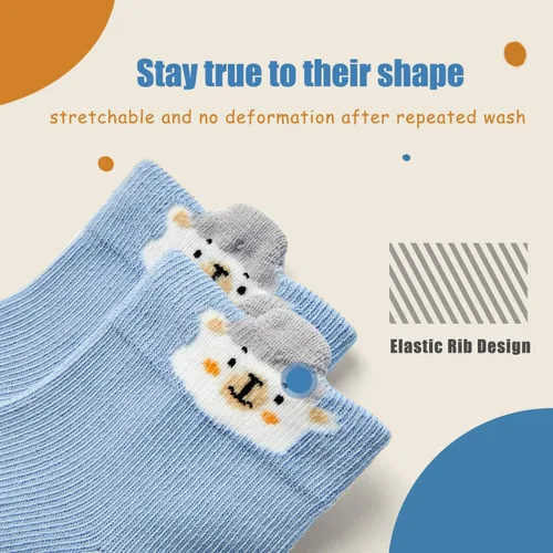 Vista 3 de Moon Tree Calcetines antideslizantes para bebés y niñas, calcetines de rodilla con puños para bebés, calcetines antideslizantes de algodón