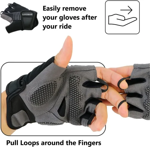 Vista 5 de LuxoBike Guantes de ciclismo para hombre almohadilla de gel de 0.197in Guantes de ciclismo especializados ultra transpirables Guantes de bicicleta